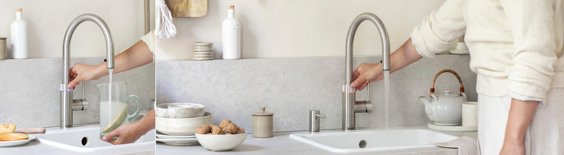 Quooker Flex Wasserhahn in einer hellen Küche